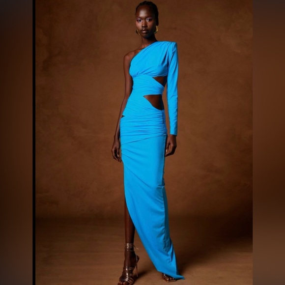 NWOT Bronx and Banco Elegant Blue One-Shoulder Dress - Picture 1 of 9
